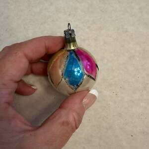 Vintage Poland Mercury Glass Indent Teardrop Christmas Tree Ornament
